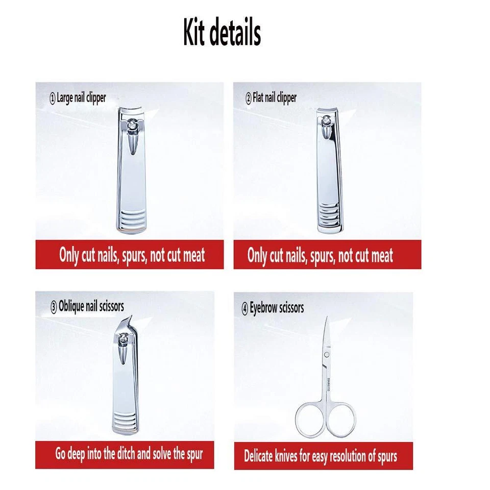Maniküre Set 8 Teilig für Männer & Frauen Pediküre Kit Maniküreset aus Edelst... - Bild 3 von 4