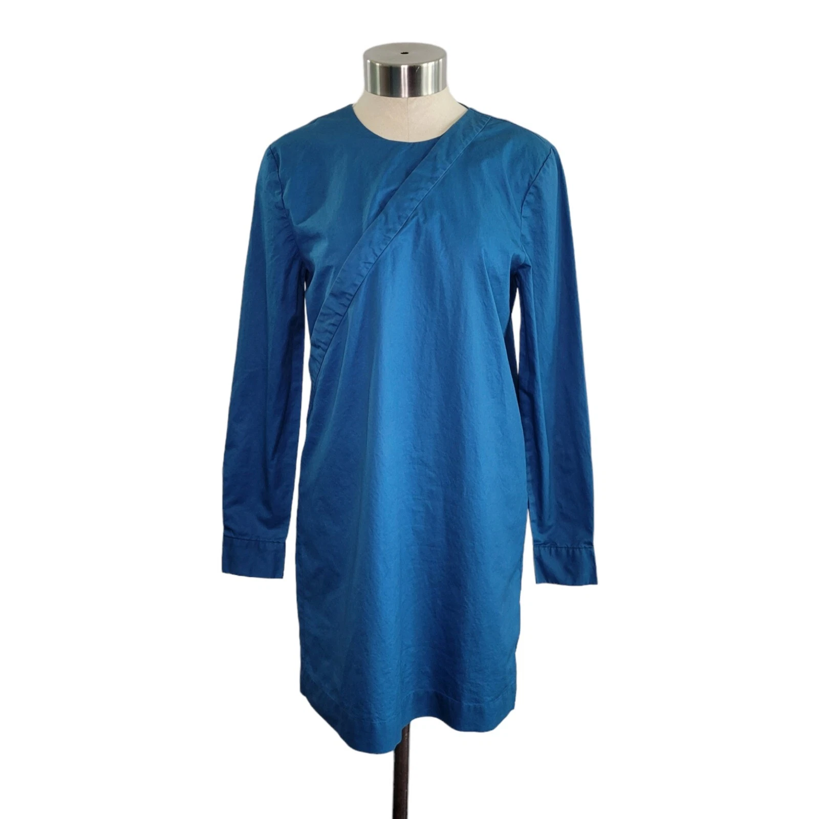 Abito tunica donna Kate Spade sabato manica lunga incrociato davanti taglia S blu