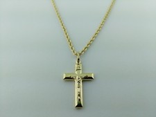 Colgante Cruz Italiana Oro Sólido 14K con Cadena Cuerda Cadena Torsal Con Cristo