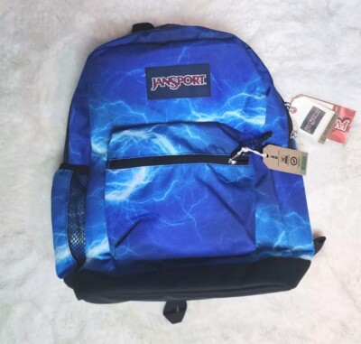 JanSport Backpack Unisex Blue Black It's Electric Cross Town Plus