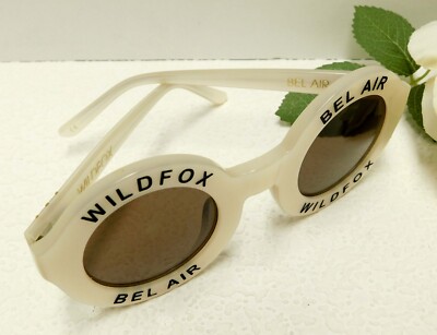 WILDFOX BEL AIR PEARL WHITE ROUND SUNGLASS WITH SOLID BROWN TINTED