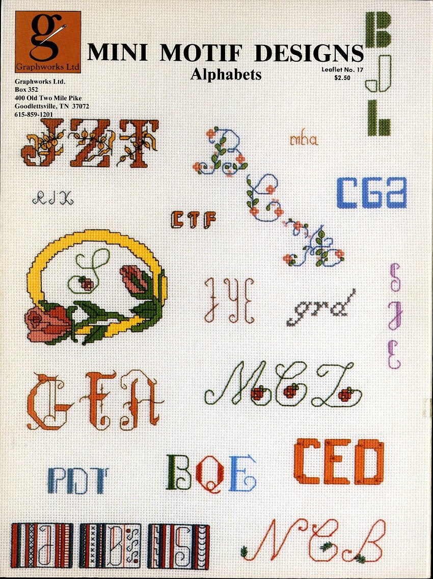 Mini Motif Designs Alphabets Leaflet 17 Graphworks Cross Stitch Pattern Leaflet