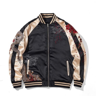 Mens Sukajan Souvenir Jacket Reversible Japanese Pattern