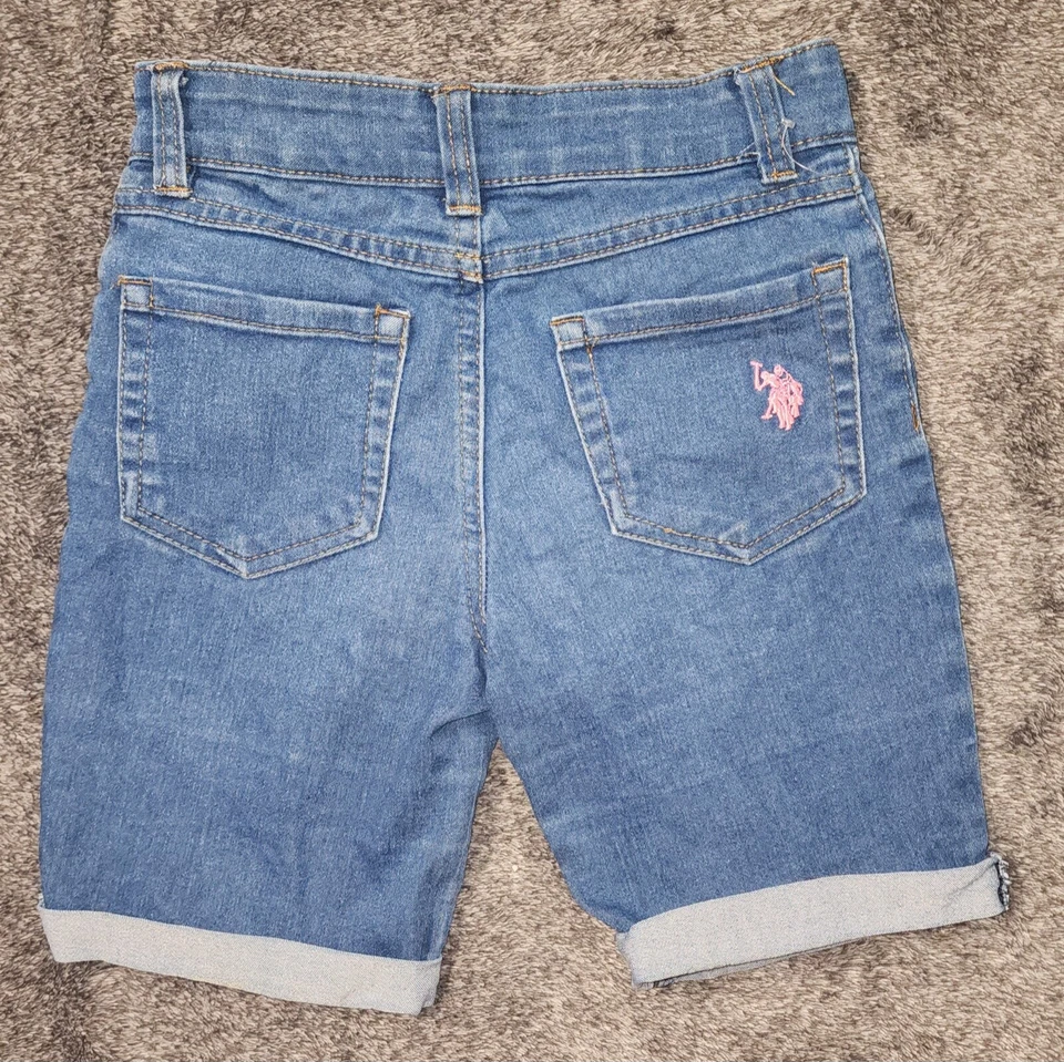 Pantalones cortos de mezclilla azules para niñas US Polo ASSN talla 8 Foto 2 de 4
