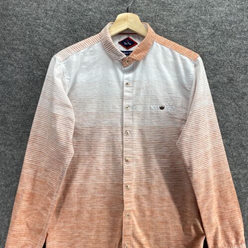Five Four Shirt Men S Small Orange Striped Collared Button Up Long Sleeve Casual - Picture 3 of 8