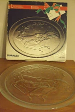 VINTAGE DURALEX CHRISTMAS GLASS 13" PLATTER  FRANCE 