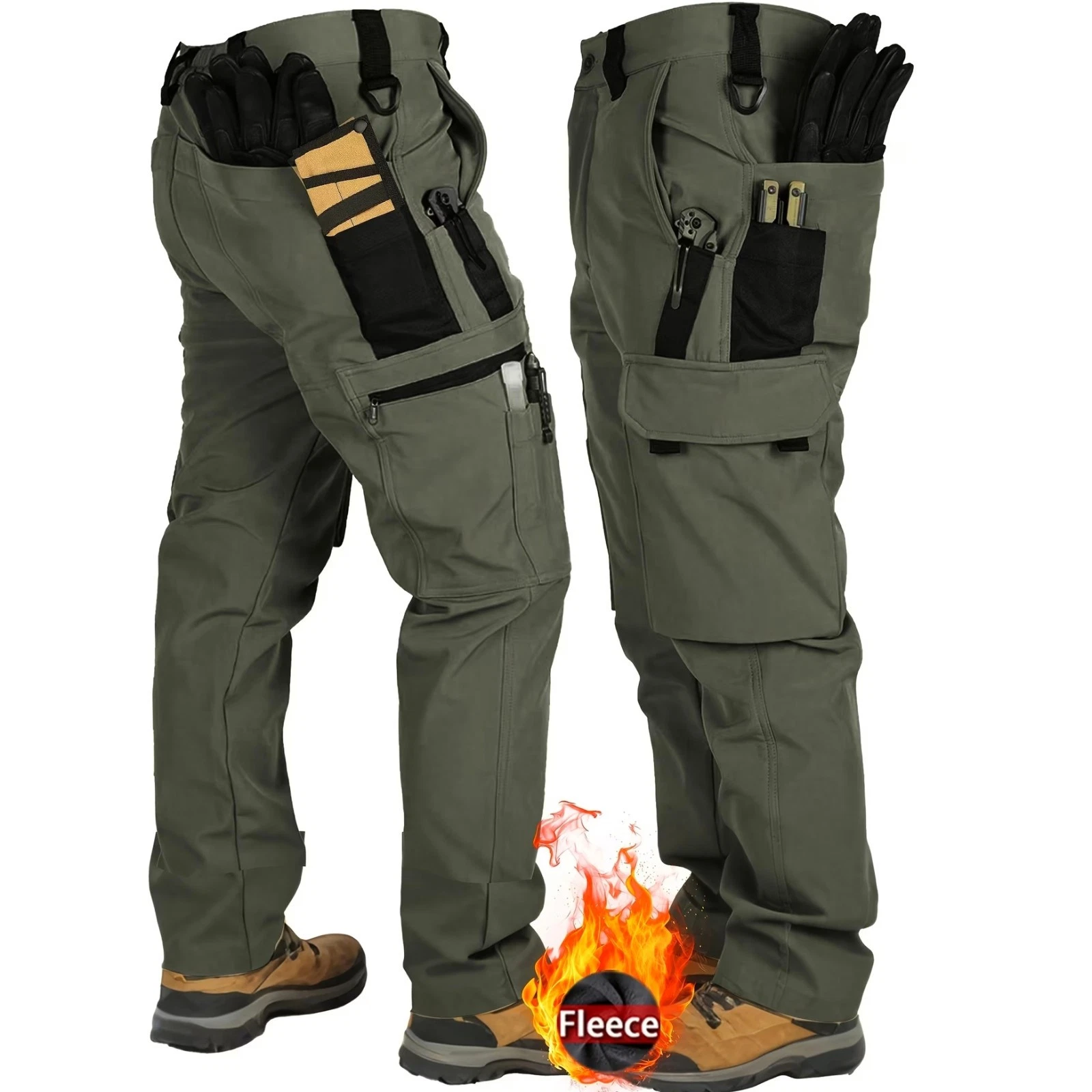 WeTapeV Men's Insulated Military Color Thermal Winter Cargo Pants S-3XL