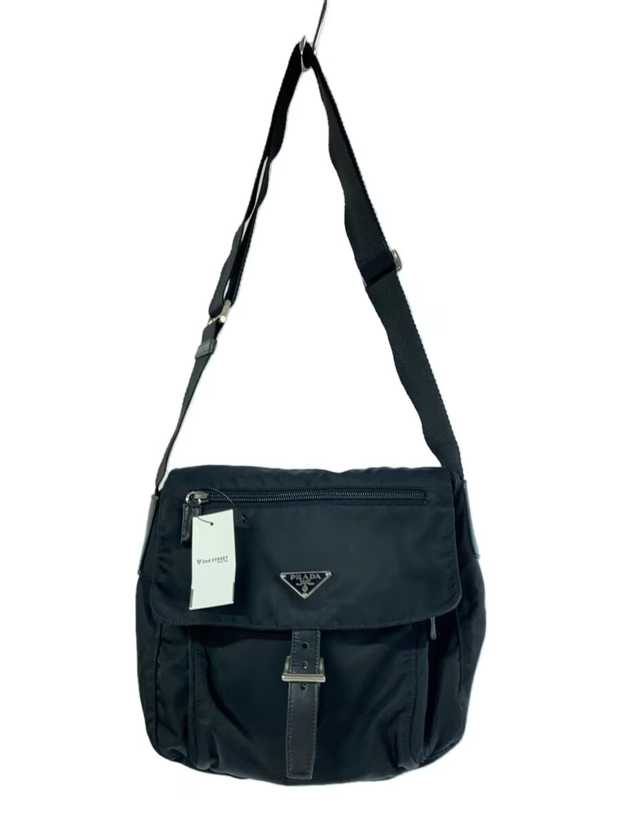 Prada Nylon Black Triangle Logo Shoulder Bag Crossbody