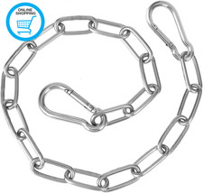 Gate Chain Lock, 57Cm/22Inch Stainless Steel Chain with Chain Both-Ended Carabin