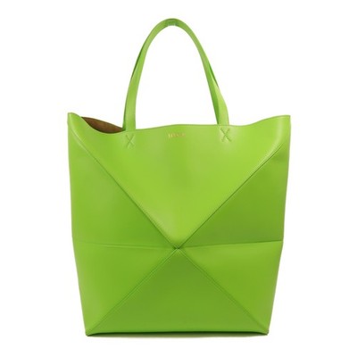 LOEWE Puzzle Fold Tote Shoulder Bag Calfskin Leather Green
