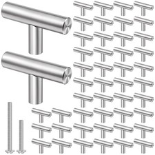 50 Pack Brushed Cabinet Knobs, Kitchen Silver Pulls for Drawer Stainless Stee...