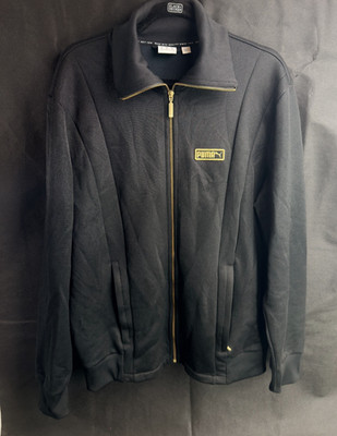 Puma T7 Spezial Track Jacket Men's Large Black Spellout Logo Sportswear Full Zip