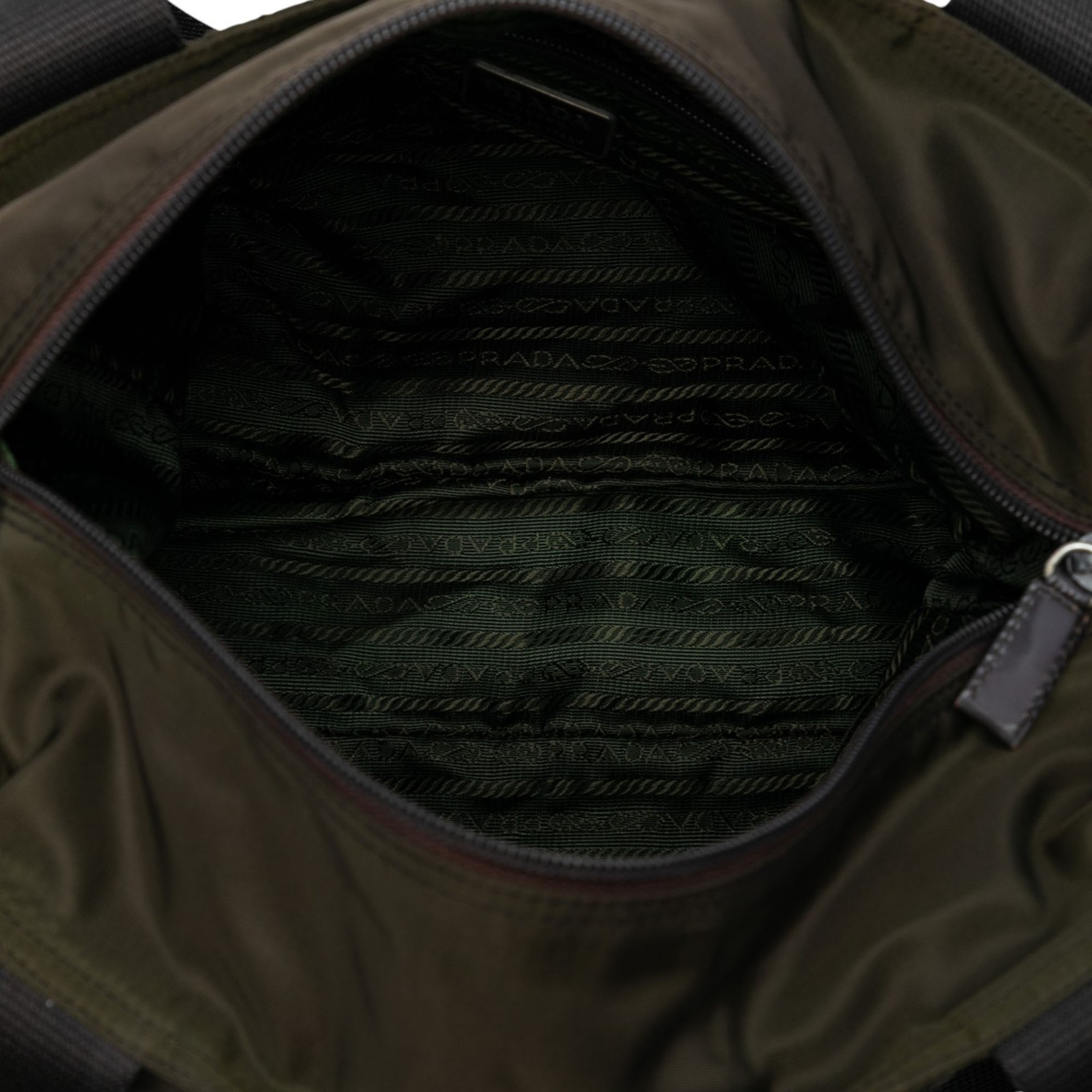 Authenticated Prada Tessuto Tote Dark Green Nylon Fabric thumbnail 4