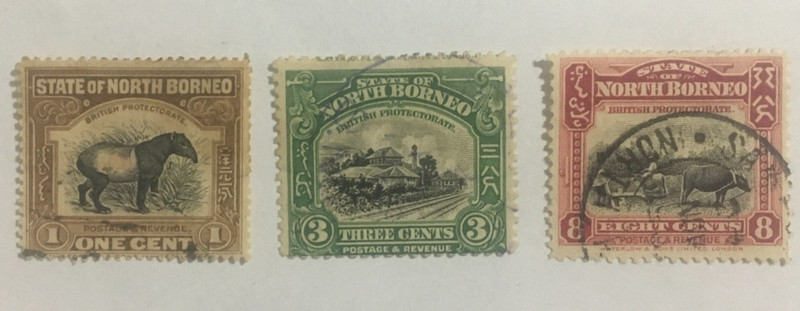 North Borneo 1909, Short Set of 3 Pictorials, used 51424