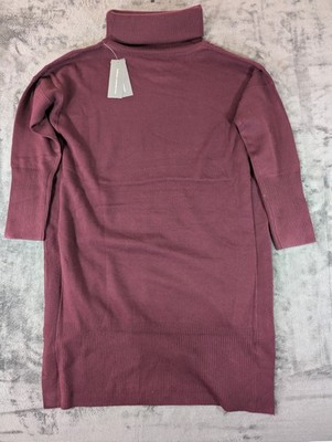 NWT French Connection Babysoft Cowl Neck Sweater Dress XL Evening Wine Burgundy