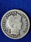 1897 Barber Dime 10C Silver Circulated Business Strike United States Coin (157)