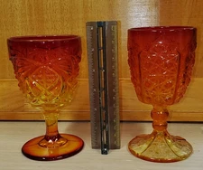 Two Amberina Glass Water Goblets