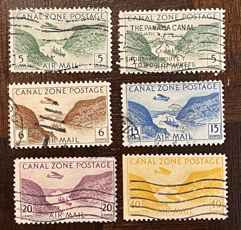 Canal Zone Airmail Stamp Lot of 6 Gaillard Cut 1931-46 Scott C7-C8 C10-C13 Used