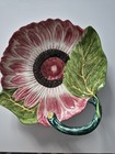 Vintage Italian Majolica Plate Signed ESTE PINK SUNFLOWER hand painted  — photo 1