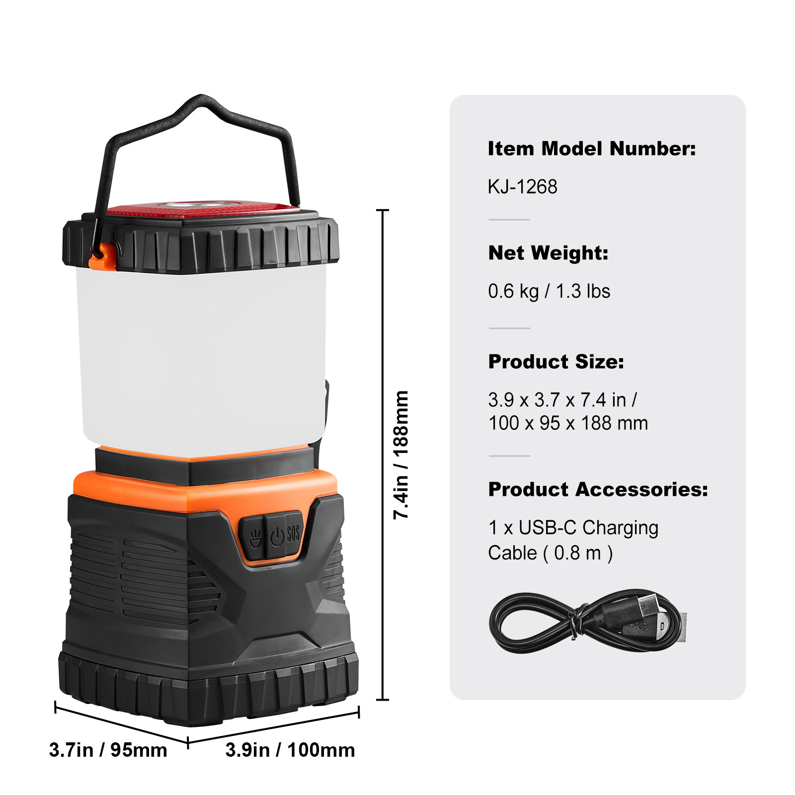 Portable LED Camping Lantern Light USB Rechargeable Lamp 1000LM Super Bright