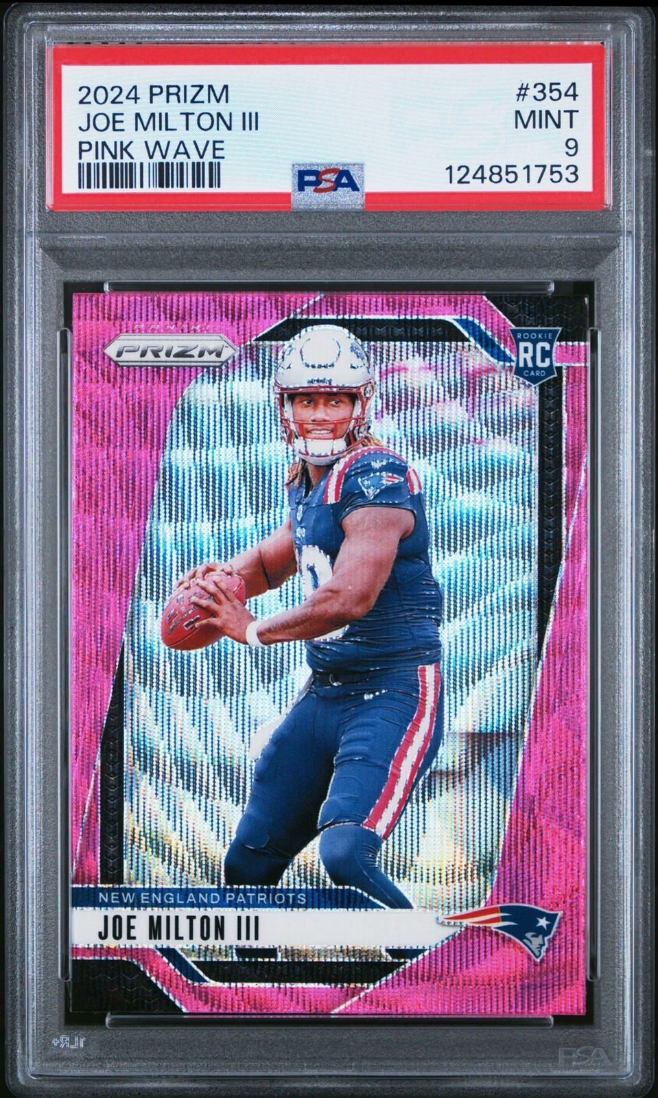 2024 Panini Prizm - Rookies Joe Milton III #354 Pink Wave Prizm (RC) PSA 9