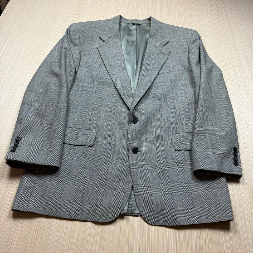 Lord & Taylor Bill Blass Black White Prince Of Wales Suit Jacket 46 Pants 42x31 - Image 2 of 4