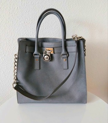 Original Michael Kors Hamilton Vintage Handtasche Grau | Saffiano Leder | WieNeu