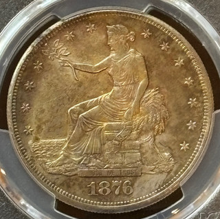 1876 cc Trade Dollar PCGS AU Details (Corrosion Removed) Scarce Carson City!