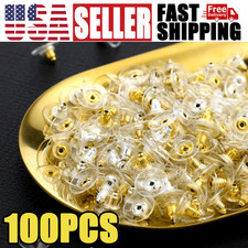 100PCS Earring Backs Secure Stopper Stud Hook Earring Post Backings