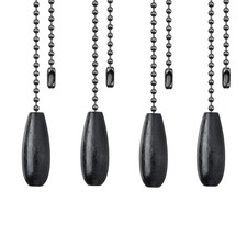 4Pack Black Wooden Ceiling Fan Pull Chain Extender, 12in Decorative Fan Strin...