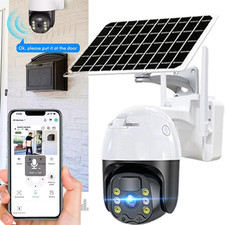 Solar Battery Powered Wireless WiFi Outdoor Pan/Tilt Home Security Camera System