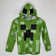 Minecraft Creeper Jacket Boys 8 Green Hooded Fleece Lined Zip Jumping Beans