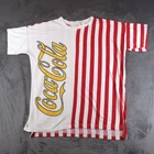 Vintage 90s Coca Cola Size XL White Red Striped T Shirt Made In USA