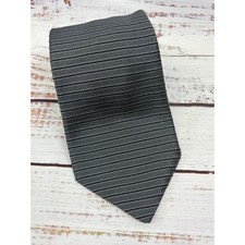 Brooks Brothers Makers Silk Tie Charcoal Gray Black Ribbed Striped Made in USA