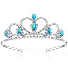 Lovelyshop Silver Rhinestone Princess Tiara for Girls Ages 5  8, Blue