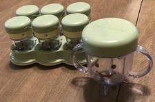 Baby Bullet Storage Set - 6 Date-Dial Jars with Tray  1 Short Handle Cup