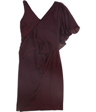 Ralph Lauren Womens Najeeb One Shoulder Sheath Dress, maroon, 4