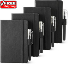 4 Pack Small Notebook Pocket Notebook, A6 Mini Leather Hardcover Journal, 3.7" X
