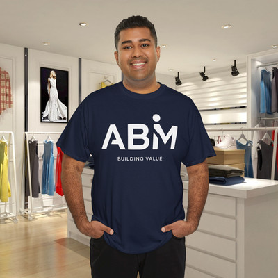 ABM Building Industries Logo T-Shirt Mens USA Graphic Tee Casual Cotton