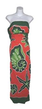 La Pareo Company Sarong Swimsuit Beach Cover-up 45" x 65" Green Red Seashells