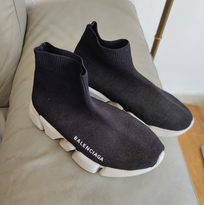 Balenciaga Speed Trainer Black White Sock Sneaker EU 37 US 7 Womens Authentic