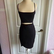 Lulus Black Cut Out Bodycon Dress Women's Size Medium Tulip Skirt Party Classic