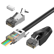 CAT6A Connector, RJ45 Connectors Pass through CAT6A CAT7 Shielded, Ul-Listed 3-P