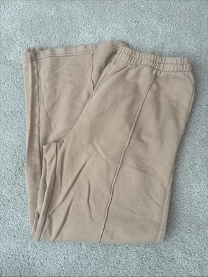 Aerie Tan Wide Legl Lounge Pants with Ankle Slit and Front Seam - Large