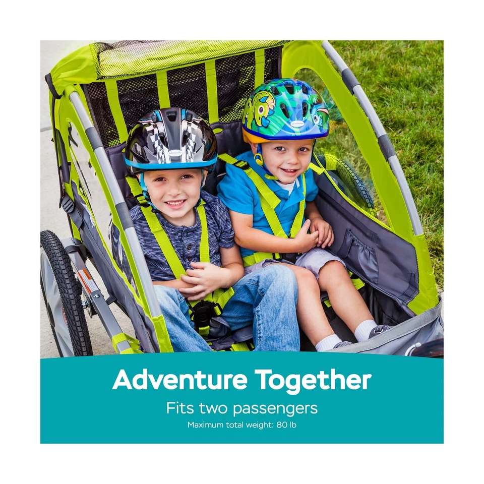 Instep Quick-N-EZ Double Tow Behind Bike Trailer for Toddlers, Kids, Converts... - Image 3 of 4