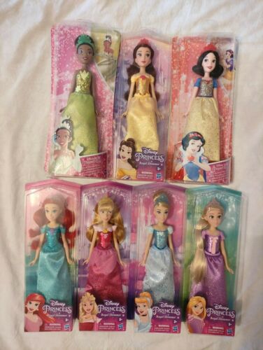 COLLECTION DE POUPÉES HASBRO DISNEY PRINCESSE ROYAL SHIMMER - 7 POUPÉES NEUVES DANS SA BOITE - Photo 1/4