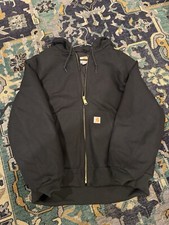 Canvas Carhartt Jacket Mens XL Black Hooded Coat Duck USA J140-BLK