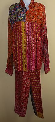 Dewi Tres Art-Wear Funky Flowing Rayon Funky Floral Tunic Pants Set OS S M L