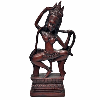 Apsara Khmer Statue Brown Resin Sculpture Ornament Decor Angkor Wat Style