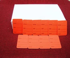 1000 PCS. 1-1/4" W X 1-7/8 H  RED  Garment  Price Hanging  Lables  Tags